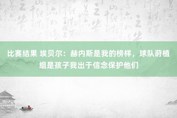 比赛结果 埃贝尔：赫内斯是我的榜样，球队莳植组是孩子我出于信念保护他们