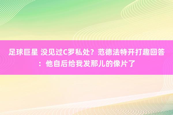 足球巨星 没见过C罗私处？范德法特开打趣回答：他自后给我发那儿的像片了