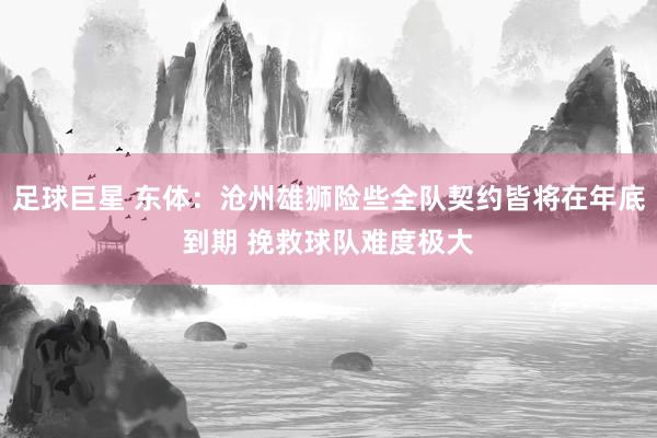 足球巨星 东体：沧州雄狮险些全队契约皆将在年底到期 挽救球队难度极大