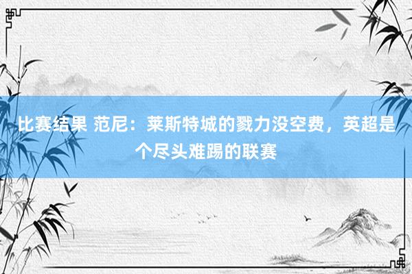 比赛结果 范尼：莱斯特城的戮力没空费，英超是个尽头难踢的联赛