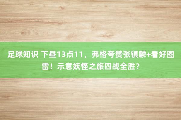 足球知识 下昼13点11，弗格夸赞张镇麟+看好图雷！示意妖怪之旅四战全胜？